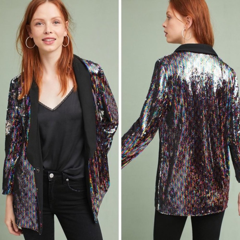 Anthropologie Reversible Sequin Blazer